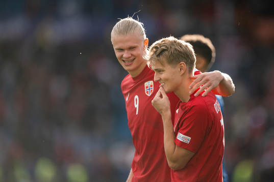 Erling Braut Haaland and Martin Ødegaard of Norway