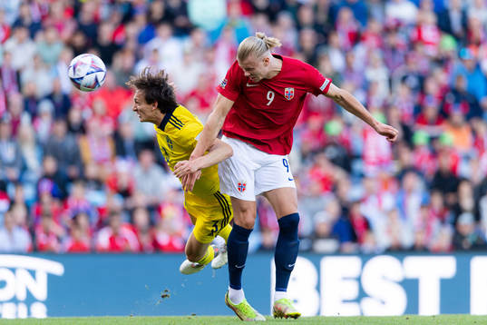 Erling Braut Haaland of Norway scores the 1-0 goal