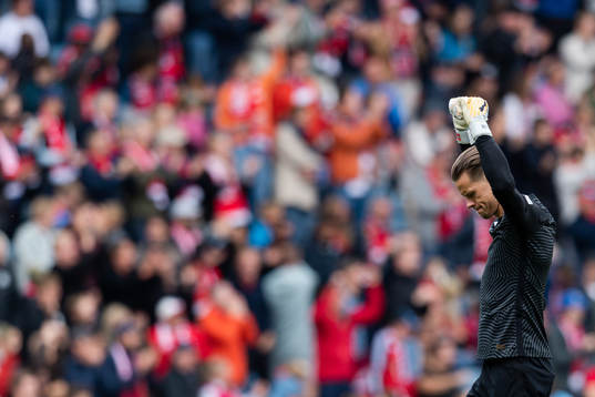 goalkeeper Ørjan Håskjold Nyland of Norway celebrates the