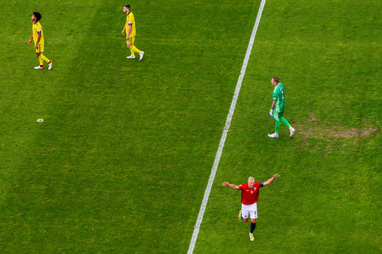Jens Cajuste, Edvin Kurtulus and goalkeeper Robin Olsen of