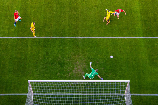 Erling Braut Haaland of Norway scores the 1-0 goal past