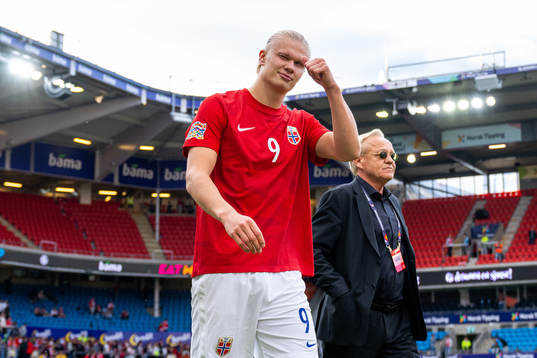 Erling Braut Haaland of Norway and Geir Ellefsen, head of