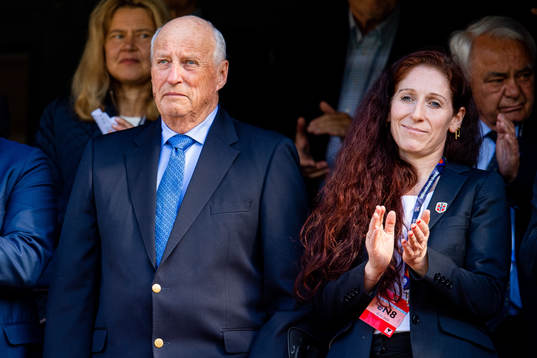 King Harald V of Norway and Lise Klaveness, president of