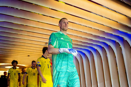 Goalkeeper Robin Olsen of Sweden at half-time