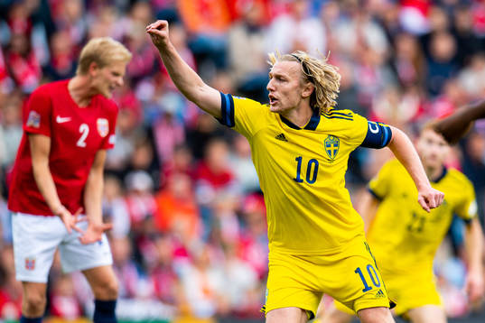 Emil Forsberg of Sweden celebrates
