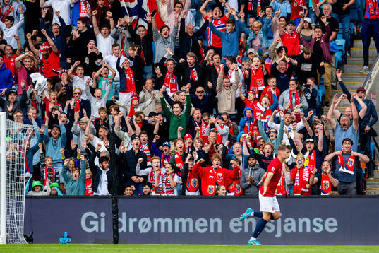 Alexander Sørloth of Norway celebrates