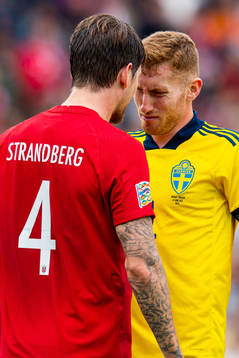 Stefan Strandberg of Norway and Dejan Kulusevski of Sweden