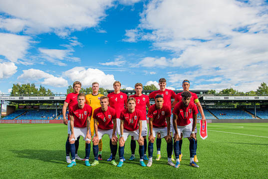 The starting eleven of Norway U21, from the top left;
