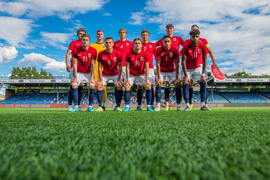 The starting eleven of Norway U21, from the top left;