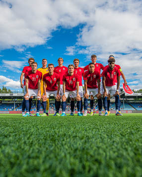 The starting eleven of Norway U21, from the top left;