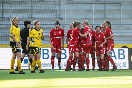 Falköpings spelare jublar