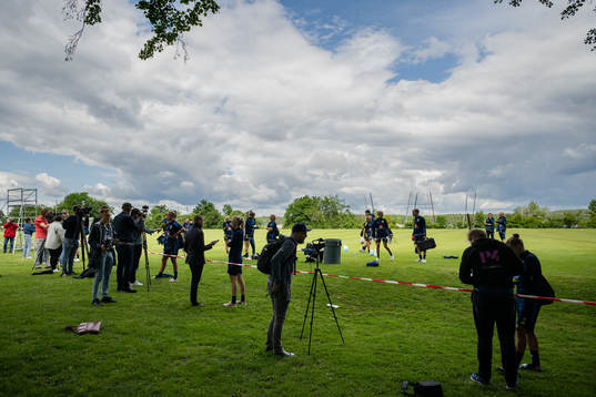 Players talk to media