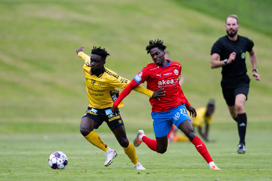 Elfsborgs Emmanuel Boateng och Helsingborgs Benjamin Acquah