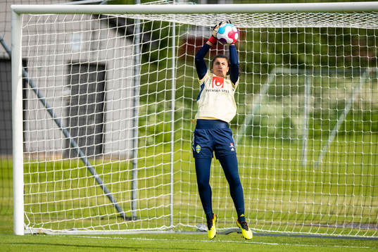 Goalkeeper Zecira Musovic of the Swedish women's national
