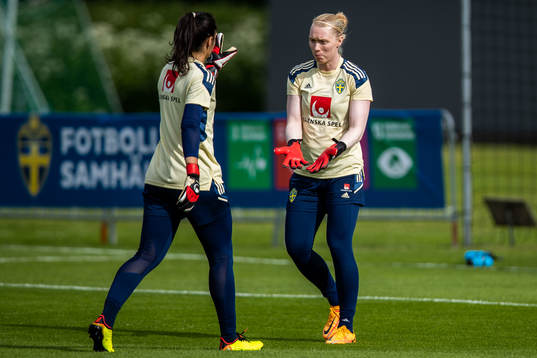 Goalkeeper Zecira Musovic and goalkeeper Hedvig Lindahl of