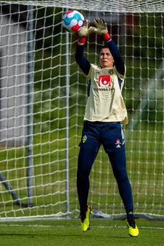 Goalkeeper Zecira Musovic of the Swedish women's national