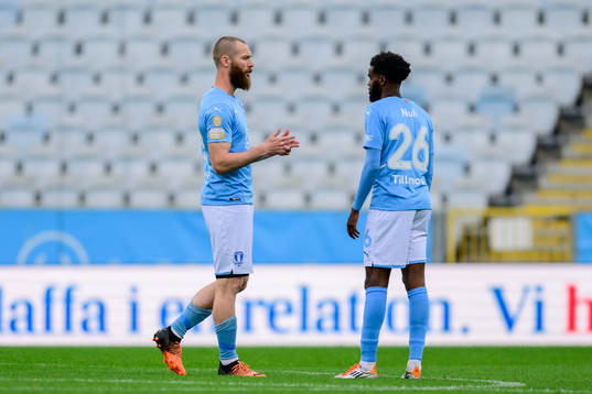 Malmö FFs Jo Inge Berget och Mubaarak Nuh