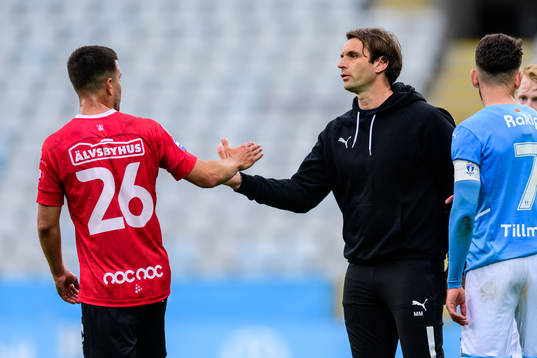 Trelleborgs Haris Brkic och Malmö FFs tränare Milos