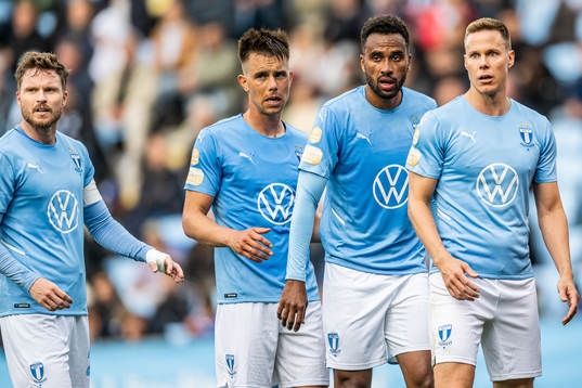 Malmö FFs Lasse Nielsen, Jonas Knudsen, Isaac Kiese Thelin