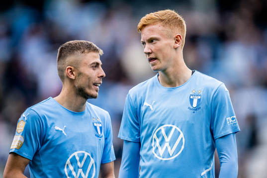 Malmö FFs Patriot Sejdiu och Hugo Larsson