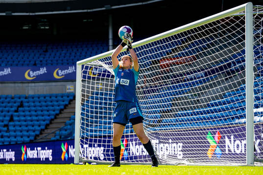 Goalkeeper Guro Pettersen of the Norwegian women's national