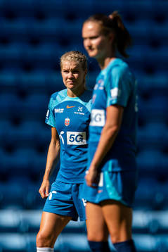 Ada Hegerberg and Caroline Graham Hansen of the Norwegian