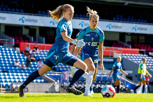 Goalkeeper Sunniva Skoglund and Ada Hegerberg of the