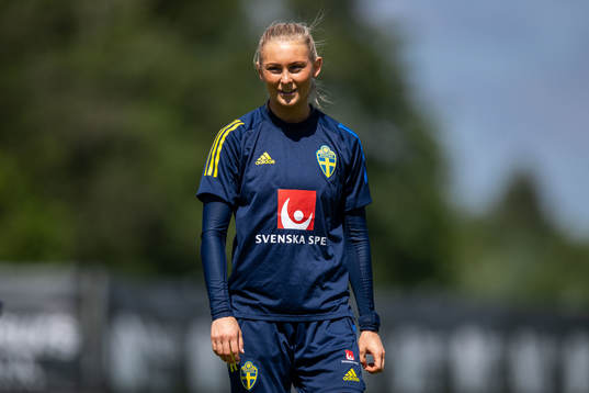 under en träning med Sveriges U23 damlandslag