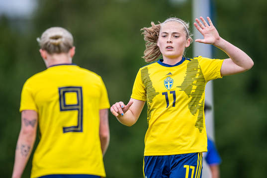 Paulina Nyström of Sweden celebrates