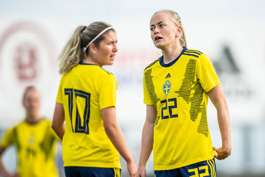 Loreta Kullashi and Zara Jönsson of Sweden look dejected