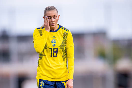 Beatrice Persson of Sweden looks dejected