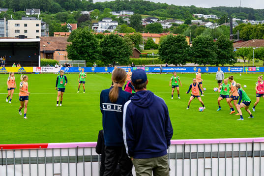 Spectators watch training session with the of Sweden