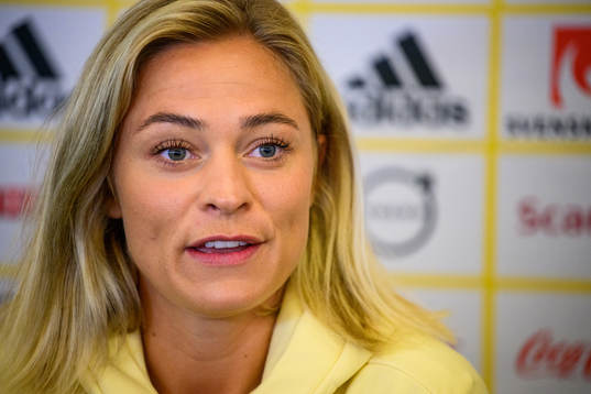 Fridolina Rolfö is interviewed by the media