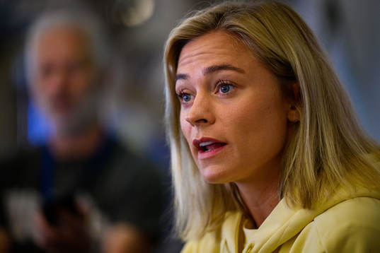 Fridolina Rolfö is interviewed by the media