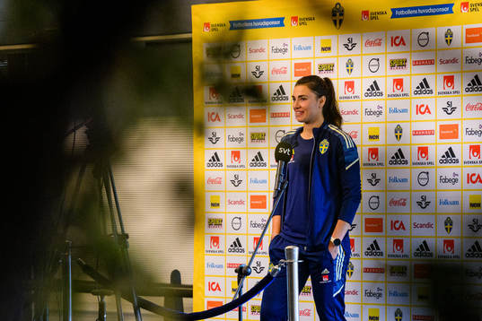 Goalkeeper Zećira Mušović is interviewed by the media