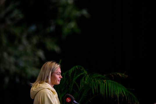 Fridolina Rolfö is interviewed by the media
