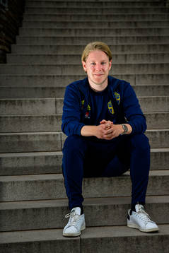 Fredrik Madestam, press officer, poses for a portrait