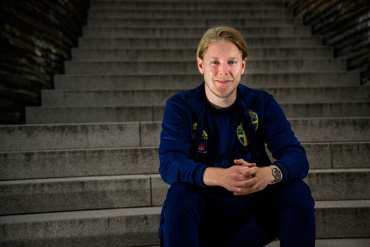 Fredrik Madestam, press officer, poses for a portrait
