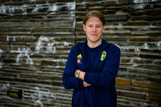 Fredrik Madestam, press officer, poses for a portrait