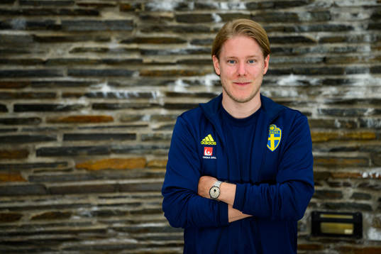 Fredrik Madestam, press officer, poses for a portrait