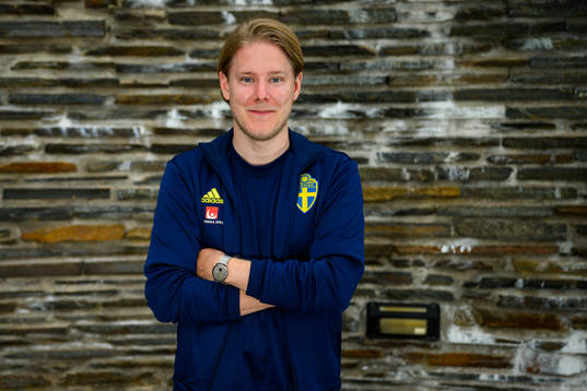 Fredrik Madestam, press officer, poses for a portrait