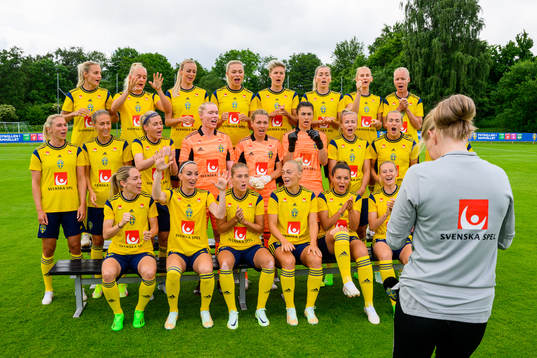 The women's national football team of Sweden records a
