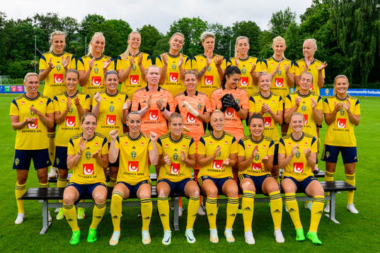 The women's national football team of Sweden records a