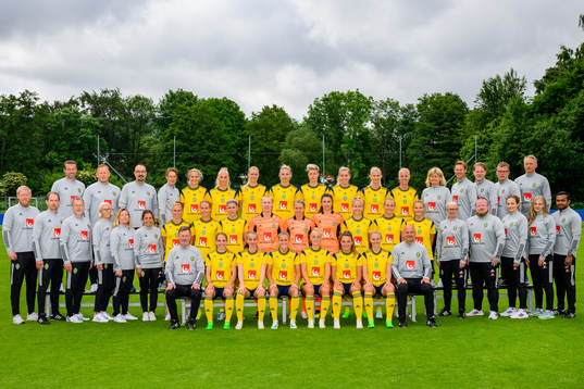 Players and staff of the women's national football team of
