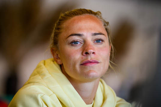 Fridolina Rolfö is interviewed by the media