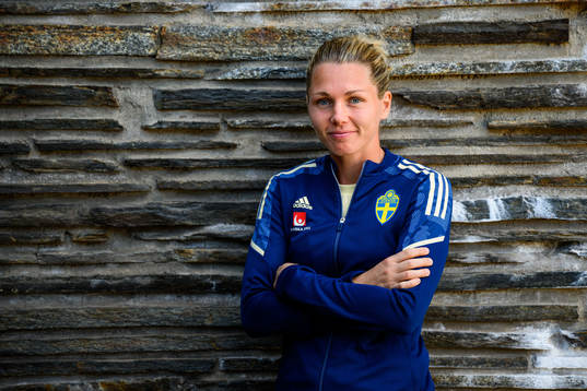 Goalkeeper Jennifer Falk poses for a portrait