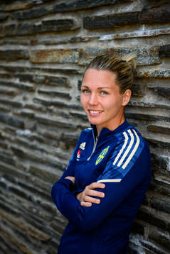 Goalkeeper Jennifer Falk poses for a portrait
