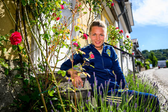 Goalkeeper Jennifer Falk poses for a portrait