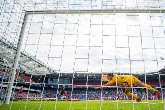 Ada Martine Stolsmo Hegerberg of Norway scores the 1-0 goal