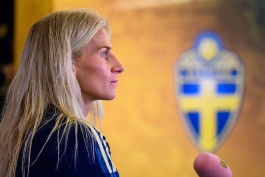 Sofia Jakobsson is interviewed by the media